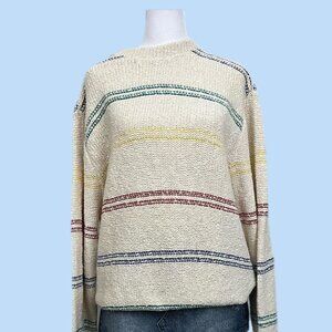 cream rainbow striped vintage 90s knit sweater